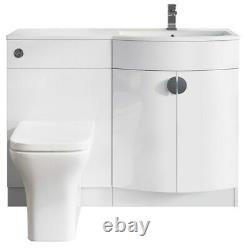 1100mm Right Hand oval Gloss Combined Vanity Unit back to wall toilet wc