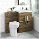 1100mm Square Walnut Combined Vanity Unit Back To Wall Toilet Wc