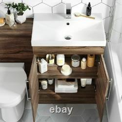 1100mm Square Walnut Combined Vanity Unit back to wall toilet wc