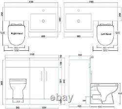 1100mm White Left Hand Vanity Unit with Basin & Back to Wall Toilet Combo Set
