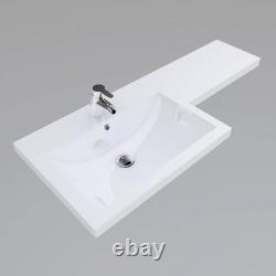 1100mm White Left Hand Vanity Unit with Basin & Back to Wall Toilet Combo Set
