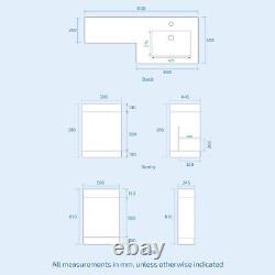 1100mm White RH Vanity Unit Basin Sink Cabinet and BTW Toilet Flat Pack