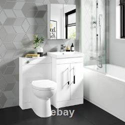 1100mm White Square High Gloss Combined Vanity Unit back to wall toilet wc