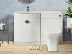 1100mm left Hand oval Gloss Combined Vanity Unit back to wall toilet wc