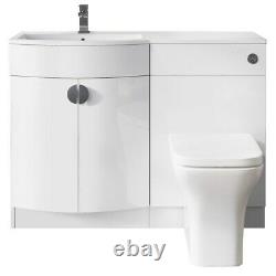 1100mm left Hand oval Gloss Combined Vanity Unit back to wall toilet wc