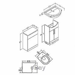 1150 Back To Wall Bathroom Vanity 550 Basin Sink Wc Unit Toilet Cistern White