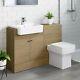 1160mm Harper Oak Effect Combined Vanity Unit Toilet Pan Basin Back To Wall Pan