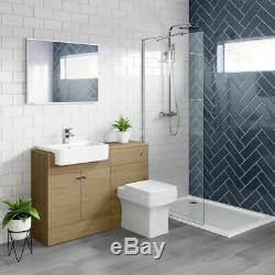 1160mm Harper Oak Effect Combined Vanity Unit toilet pan basin Back to Wall Pan