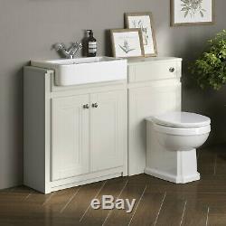 1167mm Cambridge Clotted Cream Combined Vanity Unit Back to Wall Pan