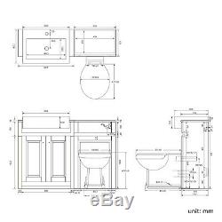 1167mm Cambridge Clotted Cream Combined Vanity Unit Back to Wall Pan