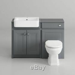 1167mm Cambridge Midnight Grey Combined Vanity Unit Back to Wall Pan toilet wc