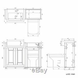 1167mm Cambridge square Grey Combined Vanity Unit Back to Wall Pan toilet wc