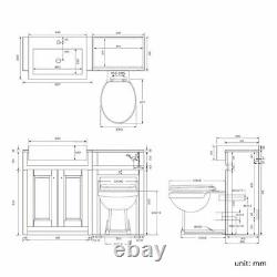 1167mm Matt White Combined Vanity Unit Back to Wall Pan Toilet Wc floor stand