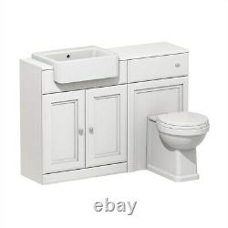 1167mm Matt White Combined Vanity Unit Back to Wall Pan Toilet Wc floor stand