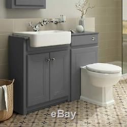 1167mm Midnight Grey Combined Vanity Unit Back to Wall Toilet Mirror floor stand