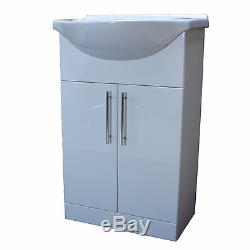 1250 Back To Wall Vanity Cabinet Ceramic Basin Sink 650 Toilet Unit & Pan White