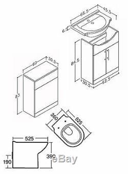 1250 Back To Wall Vanity Cabinet Ceramic Basin Sink 650 Toilet Unit & Pan White