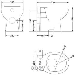 1250mm Bathroom Basin Vanity Unit & Sink Back to Wall Toilet Modern Round White