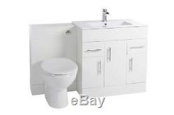 1250mm Combination Vanity & Toilet Unit with Back to Wall Pan & Seat White