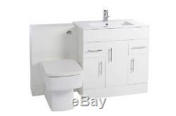 1250mm Combination Vanity & Toilet Unit with Back to Wall Pan & Seat White