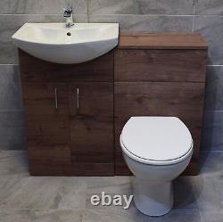 1350mm Walnut Drawerline Vanity Set Bathroom Storage Toilet + Basin Sink