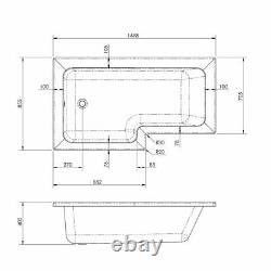 1500mm L Shape Bathroom Suite LH/RH Bath Screen Basin Vanity Unit WC Shower Taps