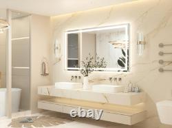 150X80Cm Bathroom Mirror with Led Lights, Antifog Vanity Mirror Back and Front L