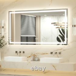 150X80Cm Bathroom Mirror with Led Lights, Antifog Vanity Mirror Back and Front L