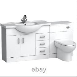 1550/1650 Mayford Gloss White Basin Unit with Back to Wall Toilet Pack Furniture