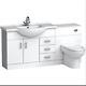 1550/1650 Mayford Gloss White Basin Unit With Back To Wall Toilet Pack Furniture