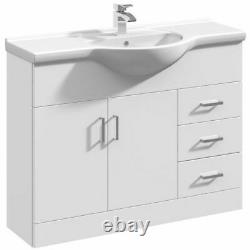 1550/1650 Mayford Gloss White Basin Unit with Back to Wall Toilet Pack Furniture