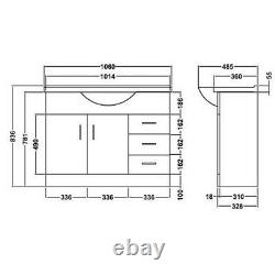 1550/1650 Mayford Gloss White Basin Unit with Back to Wall Toilet Pack Furniture