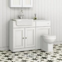1567mm Matt White Combined Vanity Unit Back to Wall Pan Toilet Wc floor stand
