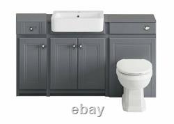 1567mm Midnight Grey Combined Vanity Unit Back to Wall Pan Toilet Wc floor stand