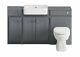 1567mm Midnight Grey Combined Vanity Unit Back To Wall Pan Toilet Wc Floor Stand