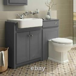 1567mm Midnight Grey Combined Vanity Unit Back to Wall Pan Toilet Wc floor stand