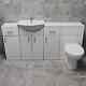 1740mm White Gloss Bathroom Furniture Storage Suite Set Sink + Toilet