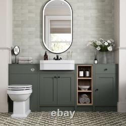 1820mm Vanity Unit Back To Wall Toilet Shelf Storage Combination Green Furniture