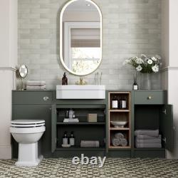 1820mm Vanity Unit Back To Wall Toilet Shelf Storage Combination Green Furniture