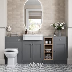 1820mm Vanity Unit Back To Wall Toilet Shelf Storage Combination Grey Furniture