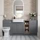1820mm Vanity Unit Back To Wall Toilet Shelf Storage Combination Grey Furniture
