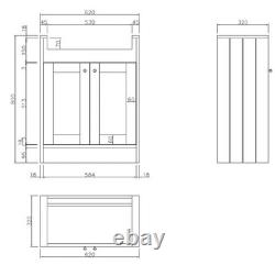 1820mm Vanity Unit Back To Wall Toilet Shelf Storage Combination Grey Furniture