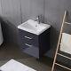 2 Drawers Wash Bathroom Vanity Unit With Basin Cloakroom Sink Unit Wall Hung Btw