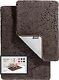 2 Piece Plush Chenille Bath Mat Set Quick-dry Bathroom Rugs With Rubber
