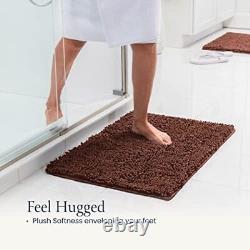 2 Piece Plush Chenille Bath Mat Set Quick-Dry Bathroom Rugs with Rubber