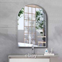 23''X35''Arched Mirror, Silver Frame round Mirror for Bathroom Vanity Wall Decor