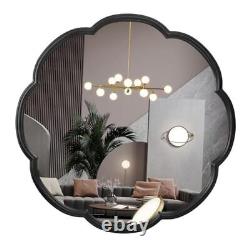 24 Mirrors for Wall, Flower Pattern Scalloped Decorative Accent 24x24 Black