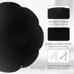 24 Mirrors for Wall, Flower Pattern Scalloped Decorative Accent 24x24 Black