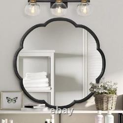 24 Mirrors for Wall, Flower Pattern Scalloped Decorative Accent 24x24 Black