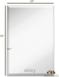24X36-Inch Frameless Rectangular Mirror Beveled Bathroom Mirrors for Wall La